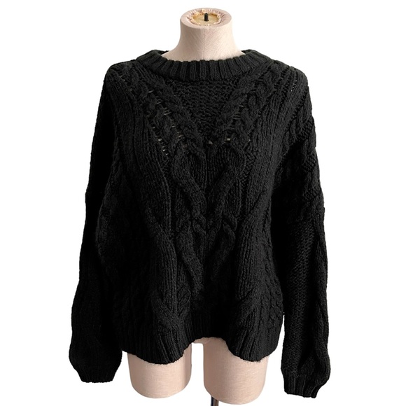 aerie Sweaters - AERIE Black Cable Knit Cosy Sweater